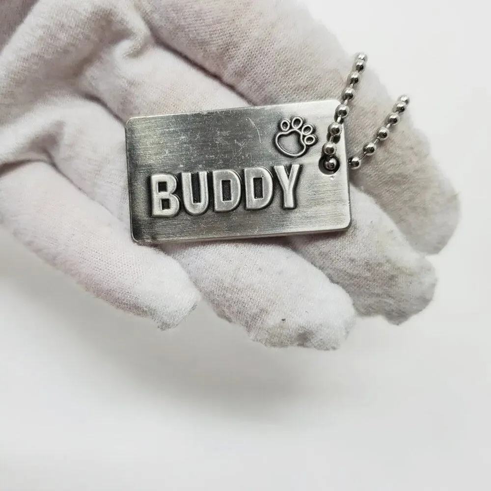 Disney 'Buddy' Paw Print Dog Tag Necklace